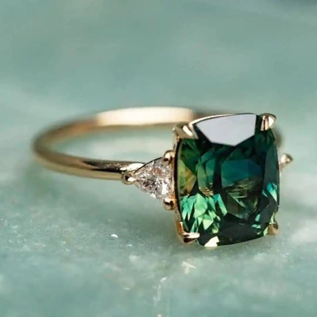 Anillo vintage de oro con piedra verde – imagen 2