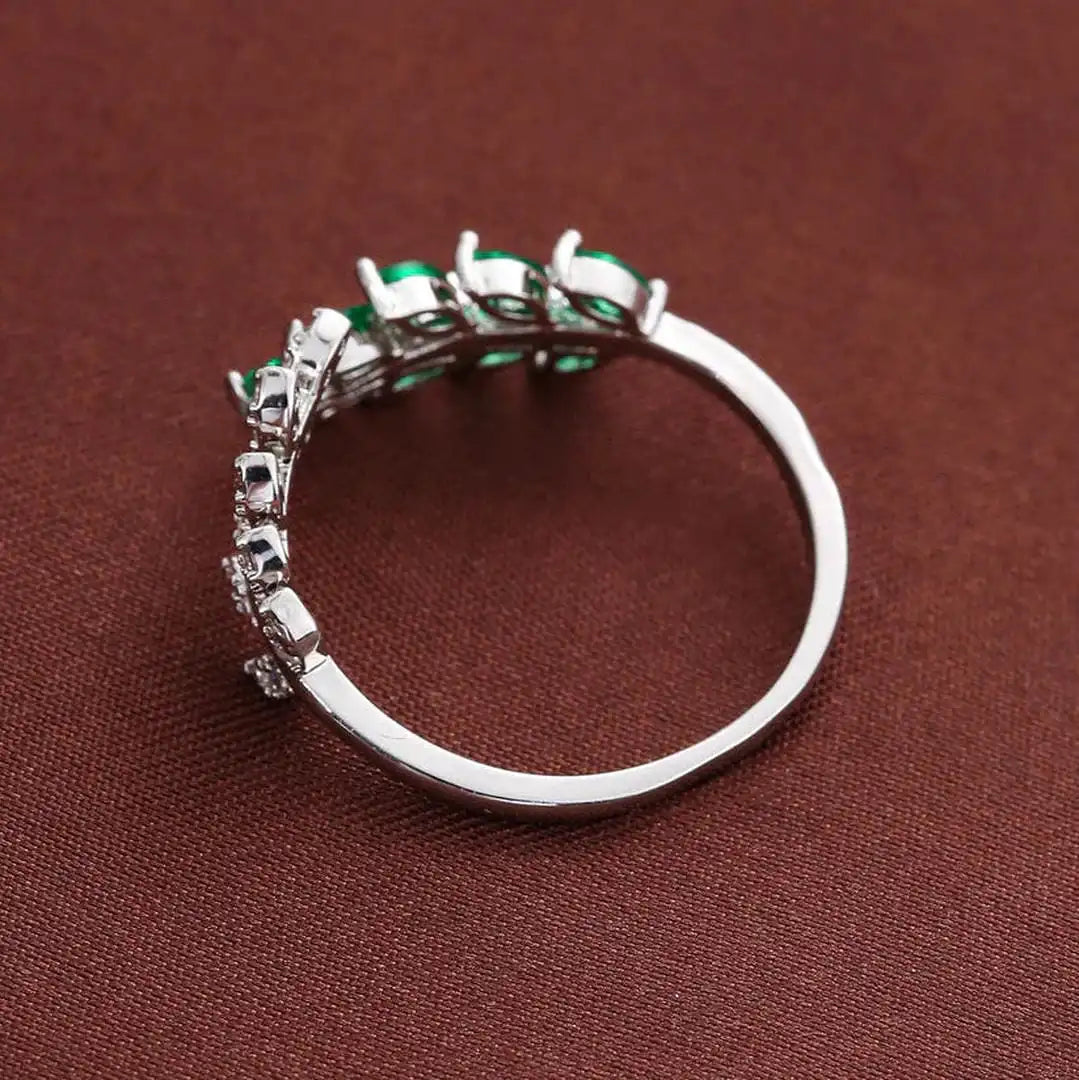 Anillo delicado de hoja verde esmeralda – imagen 3