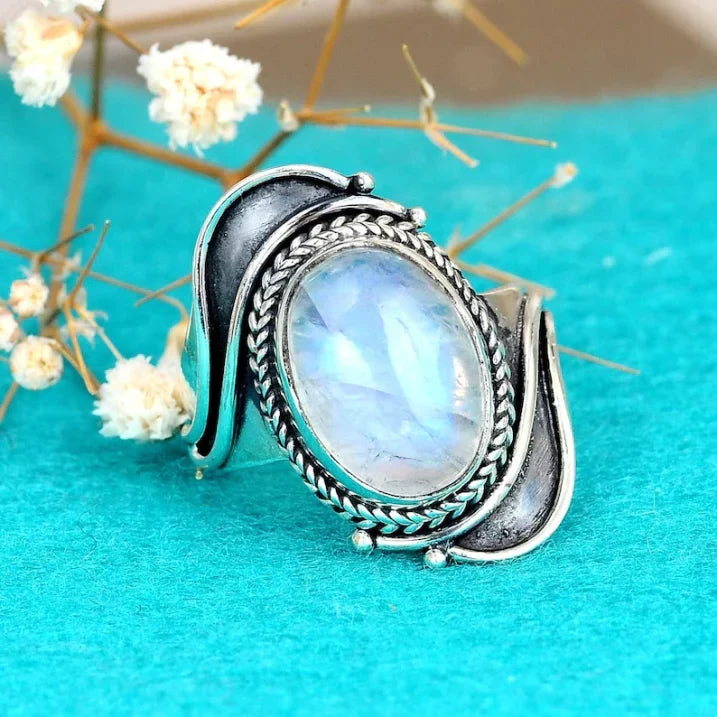 Anillo statement de piedra lunar Elizabeth