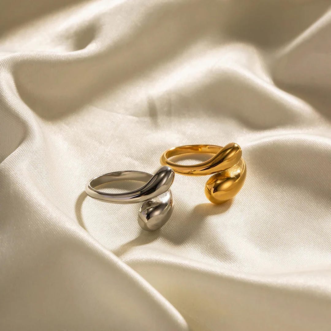 Anillo abierto radiante con gota – imagen 4