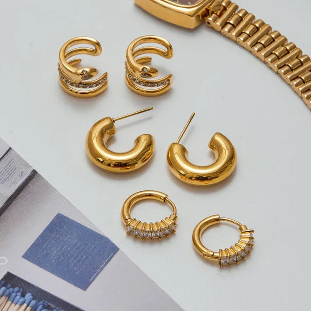 Conjunto de pendientes Esencial de oro Carmen, Lucía & Rocío