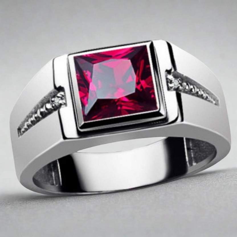 Anillo vintage con cristal cuadrado