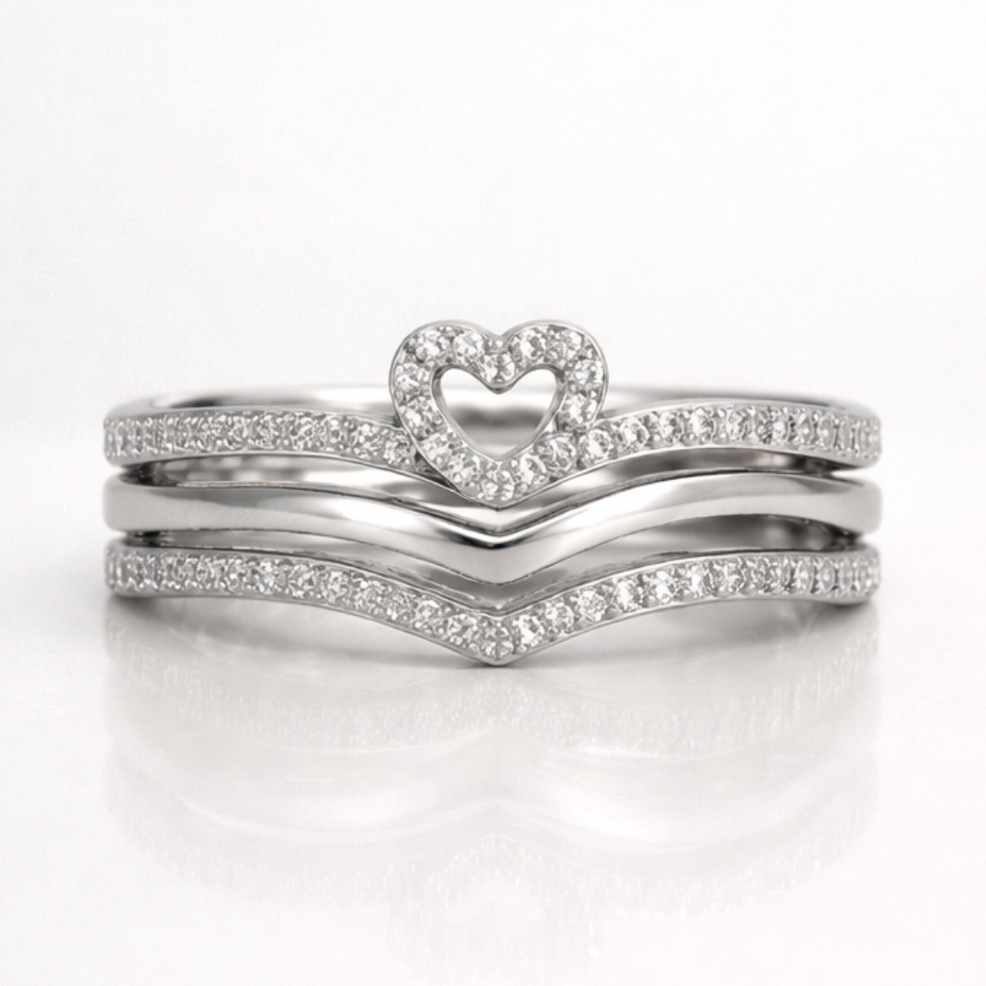 Anillos apilables Amor Brillante con hueso de la suerte — Carmen, Lucía & Rocío