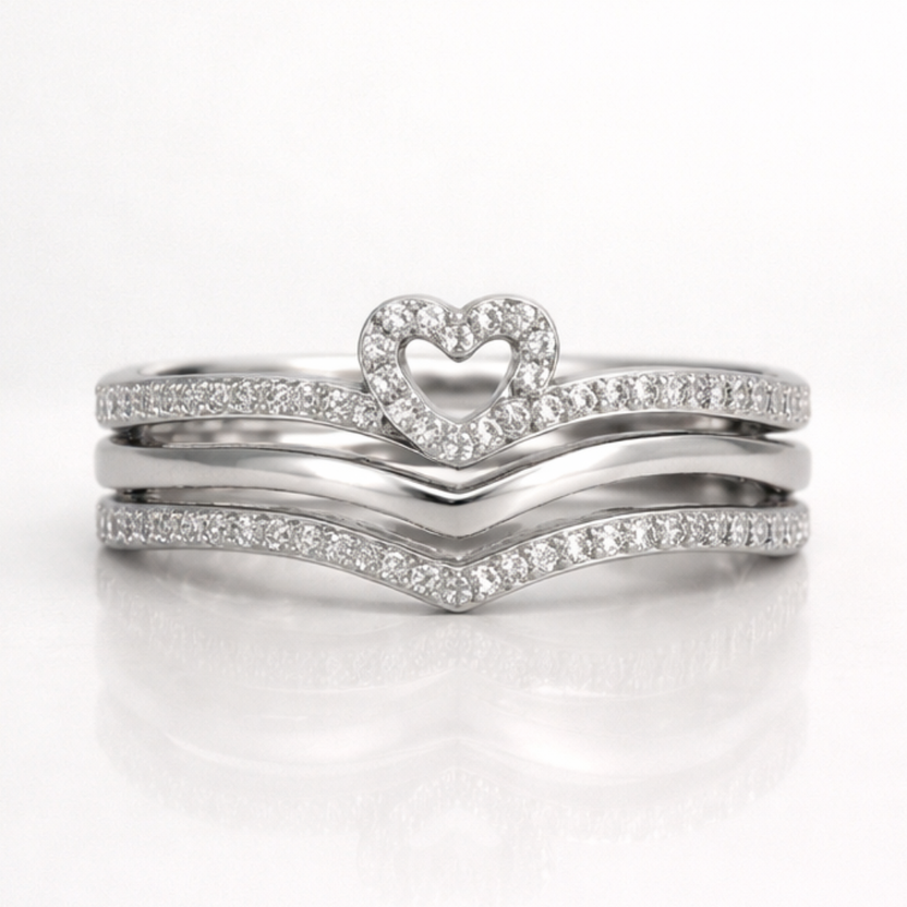 Anillos apilables Shining Love con hueso de la suerte