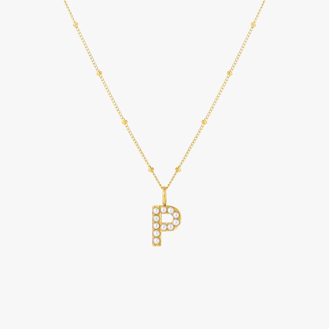 Collar con colgante inicial de perla – imagen 20