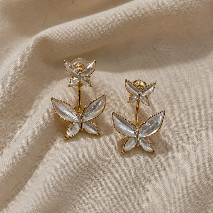 Pendientes de mariposa perla dorados