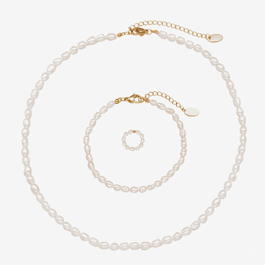 Conjunto de joyería de perlas Marea Radiante — Carmen, Lucía & Rocío