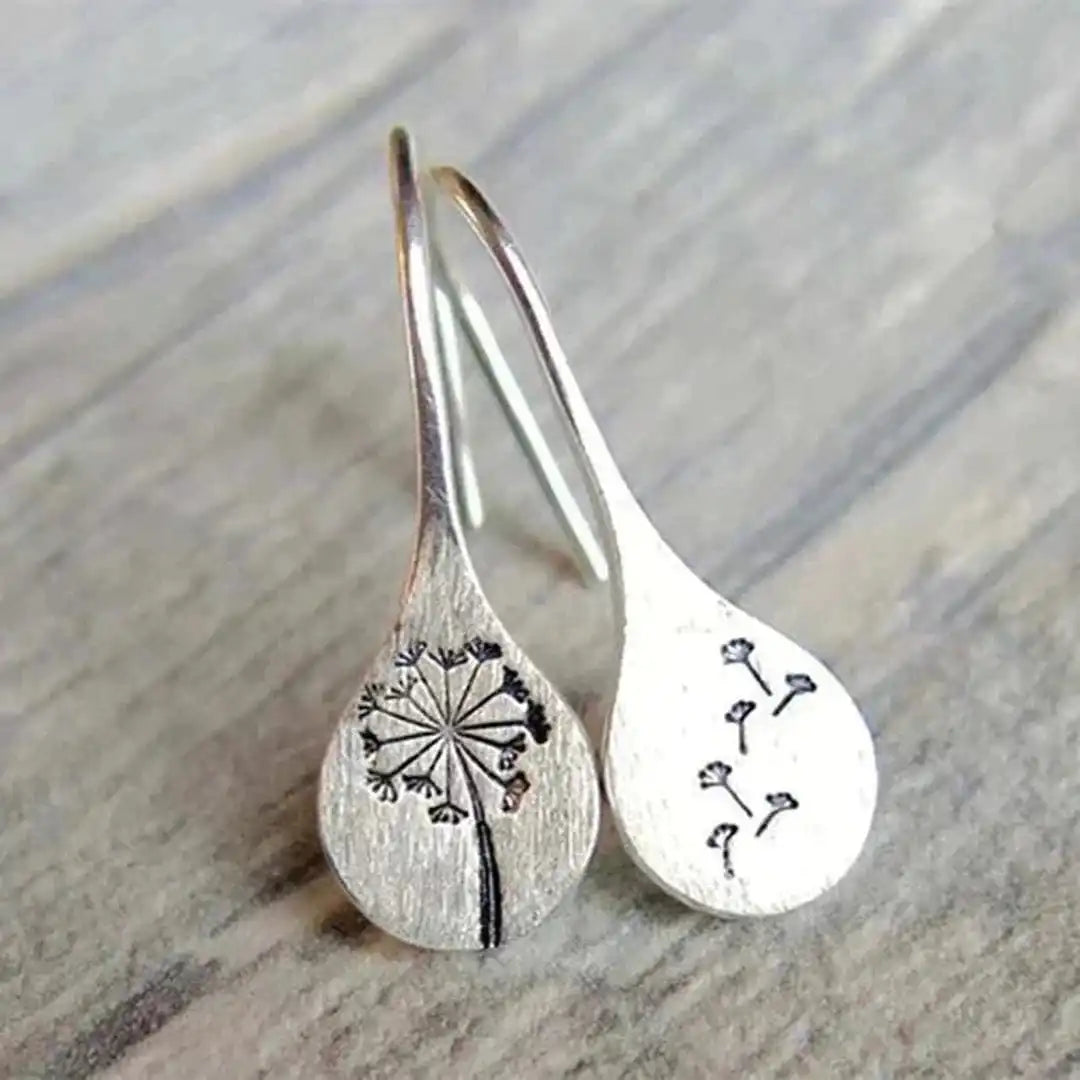 Pendientes vintage de flor en plata