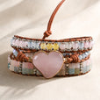 Pulsera de piedra en forma de corazón con cuero trenzado – imagen 2