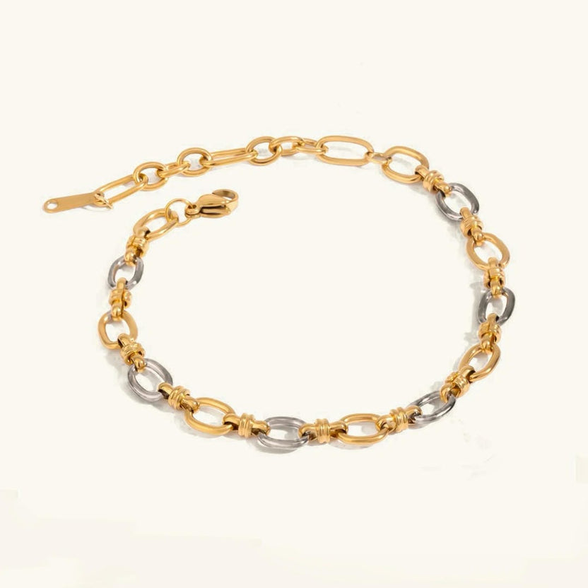 Pulsera dorada bicolor elegante