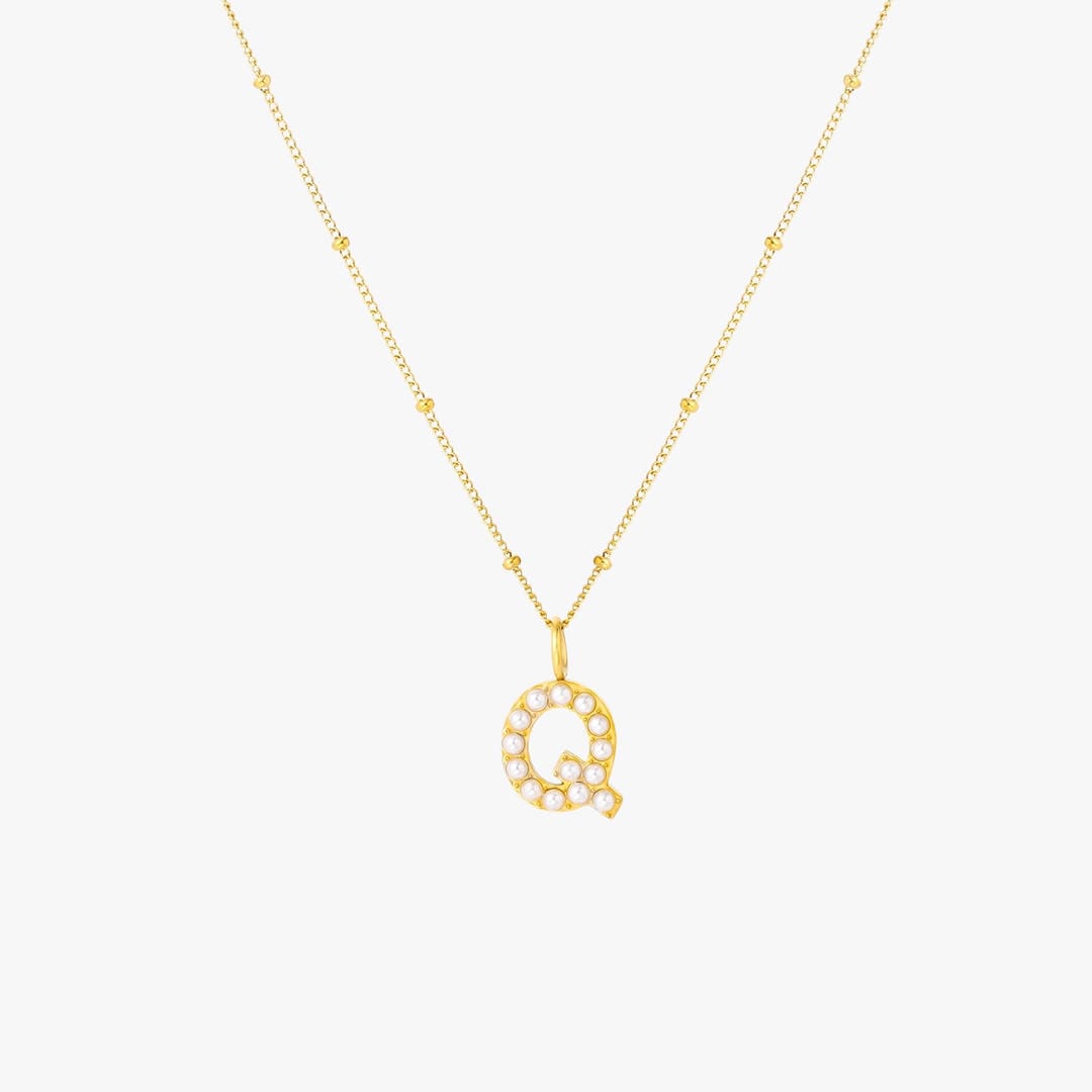 Collar con colgante inicial de perla – imagen 21