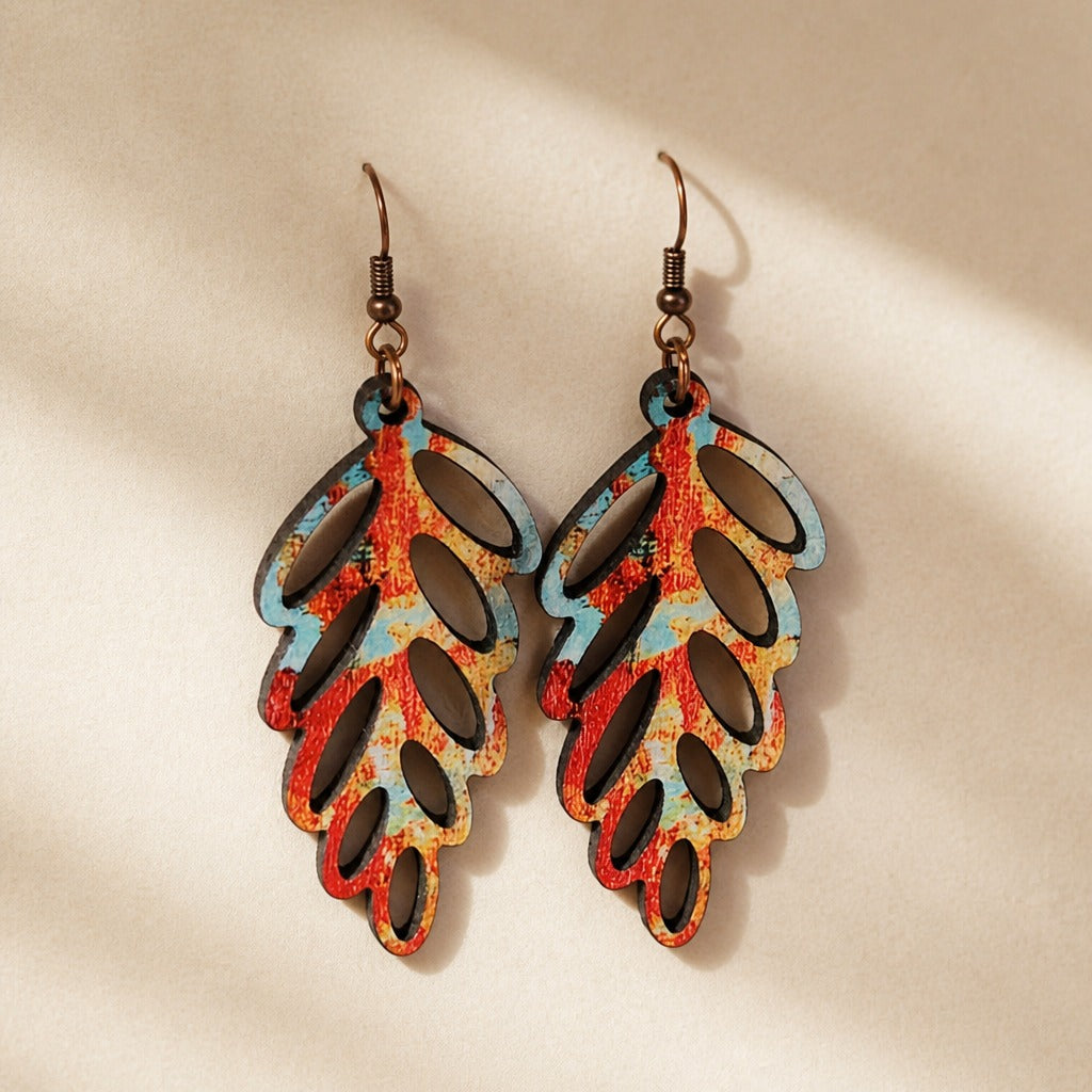 Pendientes de hoja de madera natural – imagen 2