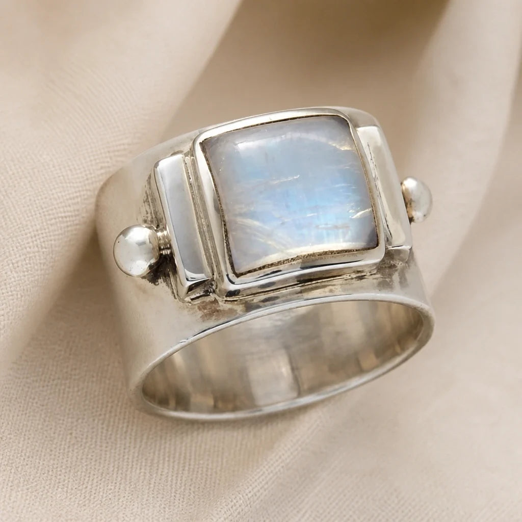 Anillo boho retro con piedra lunar – imagen 2