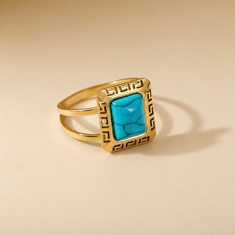 Anillos retro geométricos de turquesa – imagen 3