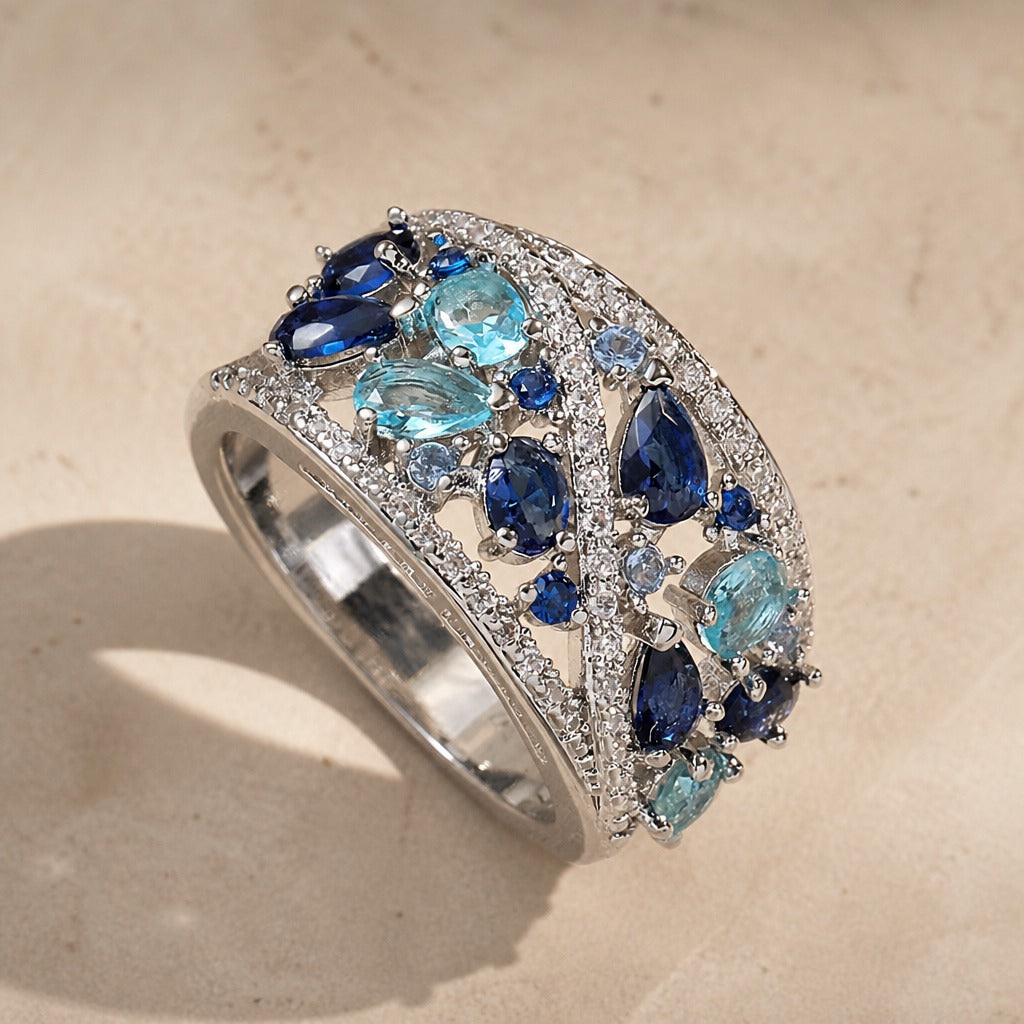 Anillo retro pavé con racimo marquesa – imagen 2