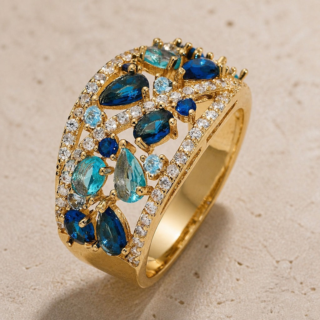 Anillo retro pavé con racimo marquesa – imagen 3