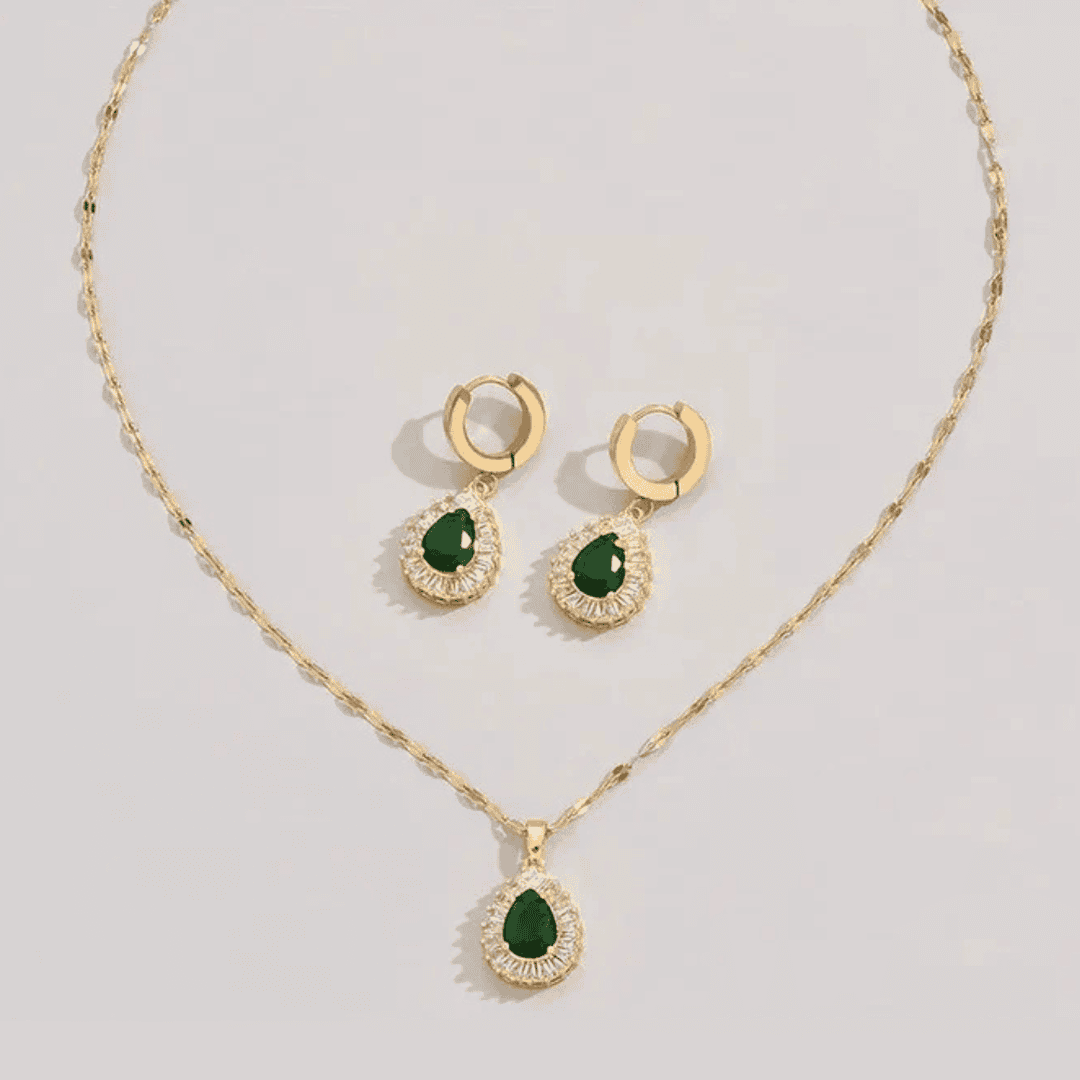 Conjunto de gota de pera esmeralda — Carmen, Lucía & Rocío