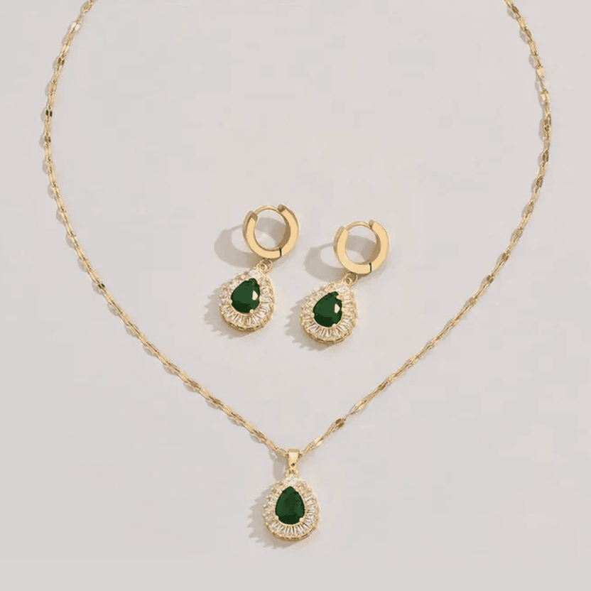 Conjunto de gota de pera esmeralda — Carmen, Lucía & Rocío