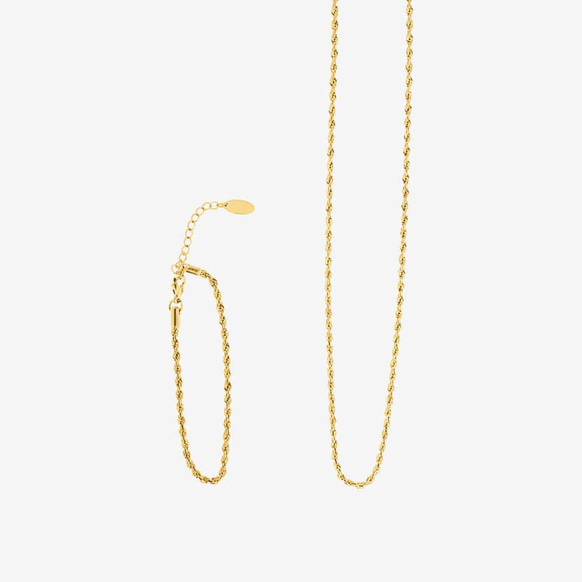 Set clásico de cadenas torzal doradas