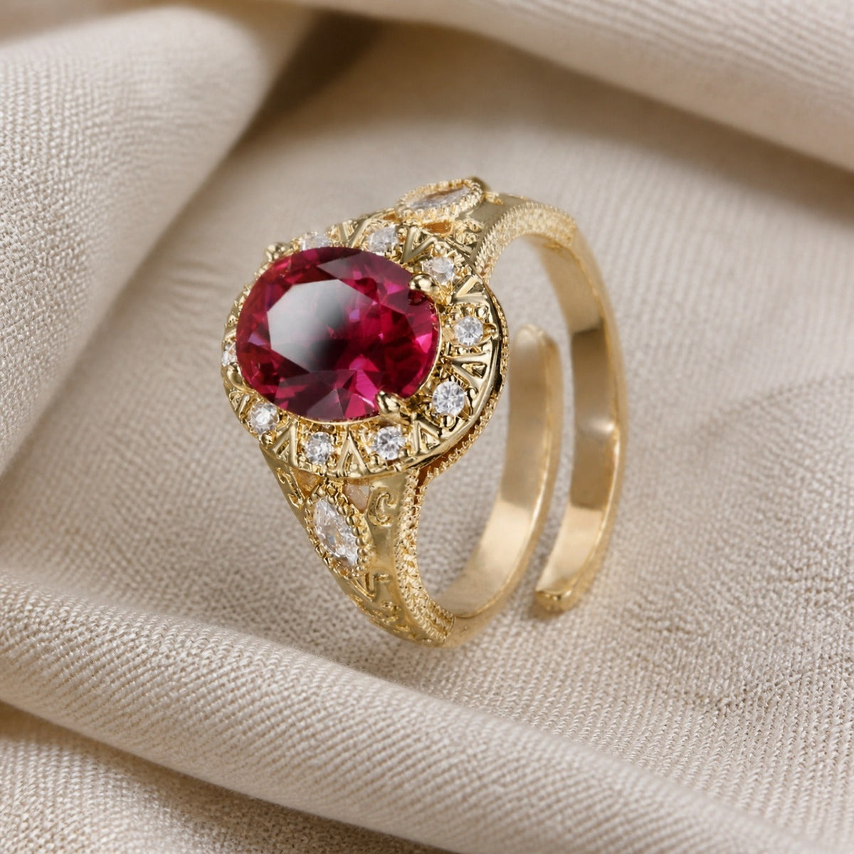 Anillo protagonista Ruby Halo con nudo – imagen 2