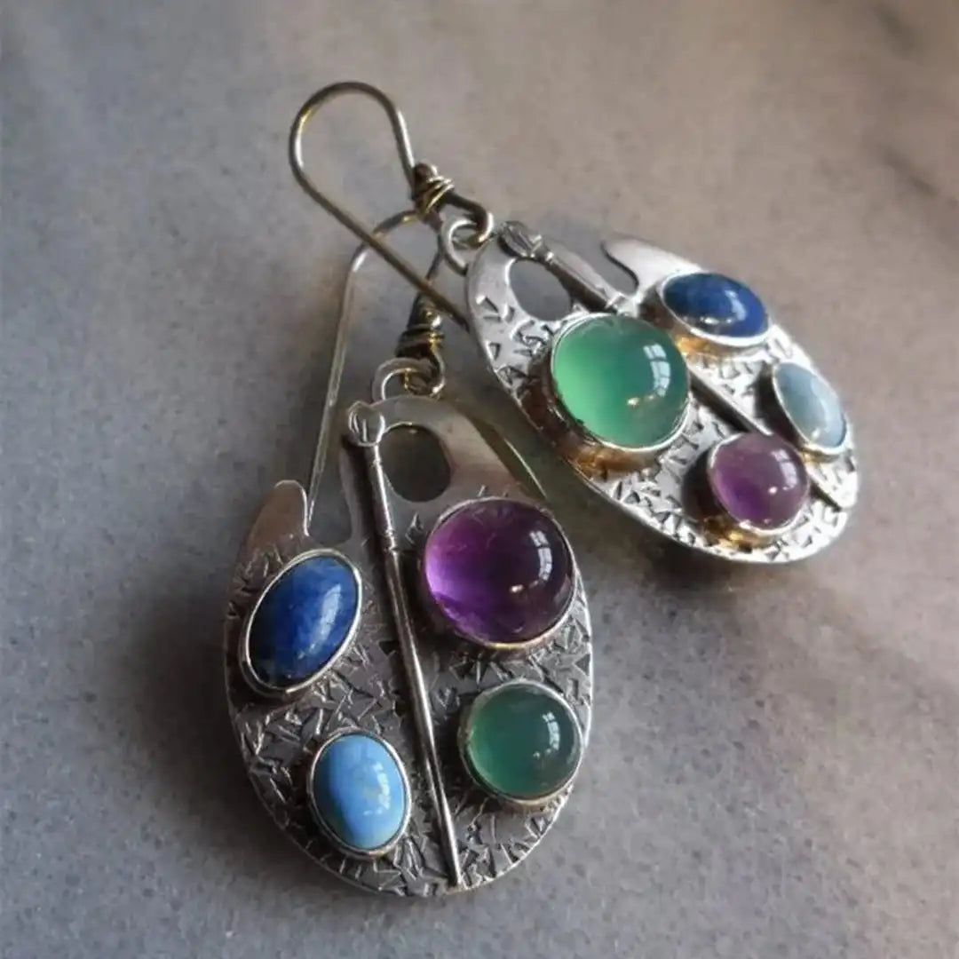 Pendientes colgantes de gemas Paleta de artista