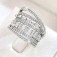 Anillo exquisito de plata multicapa