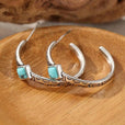 Pendientes boho de aro tallados a mano – imagen 3