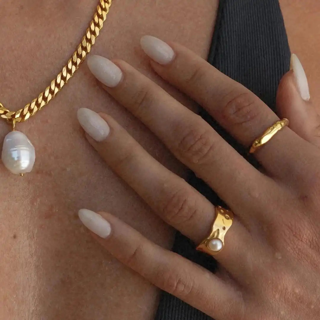 Anillo vintage de oro con perla – imagen 2