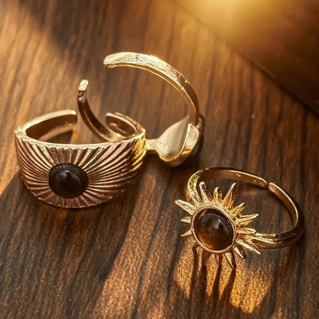 Conjunto de tres anillos dorados Solar — Carmen, Lucía & Rocío
