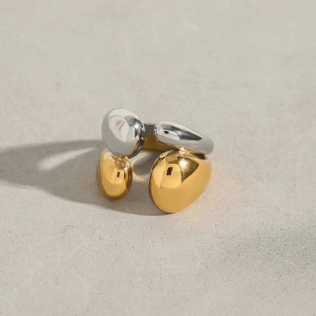 Anillo bicolor oro y plata apilable – imagen 3