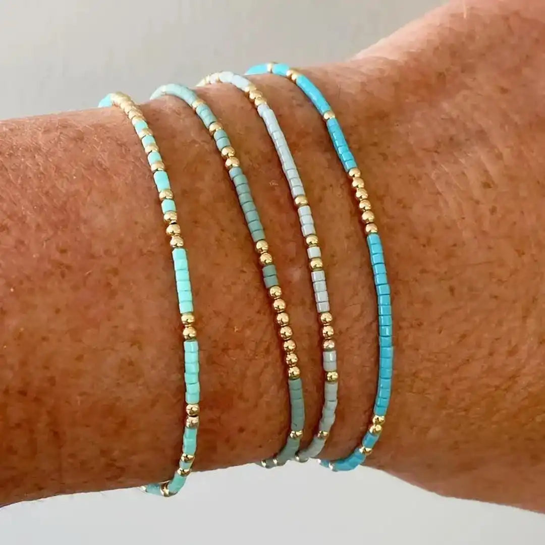 Set de pulseras bohemias chic de turquesa con cuentas – imagen 6
