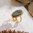 Anillo doble ajustable de jaspe verde – imagen 2