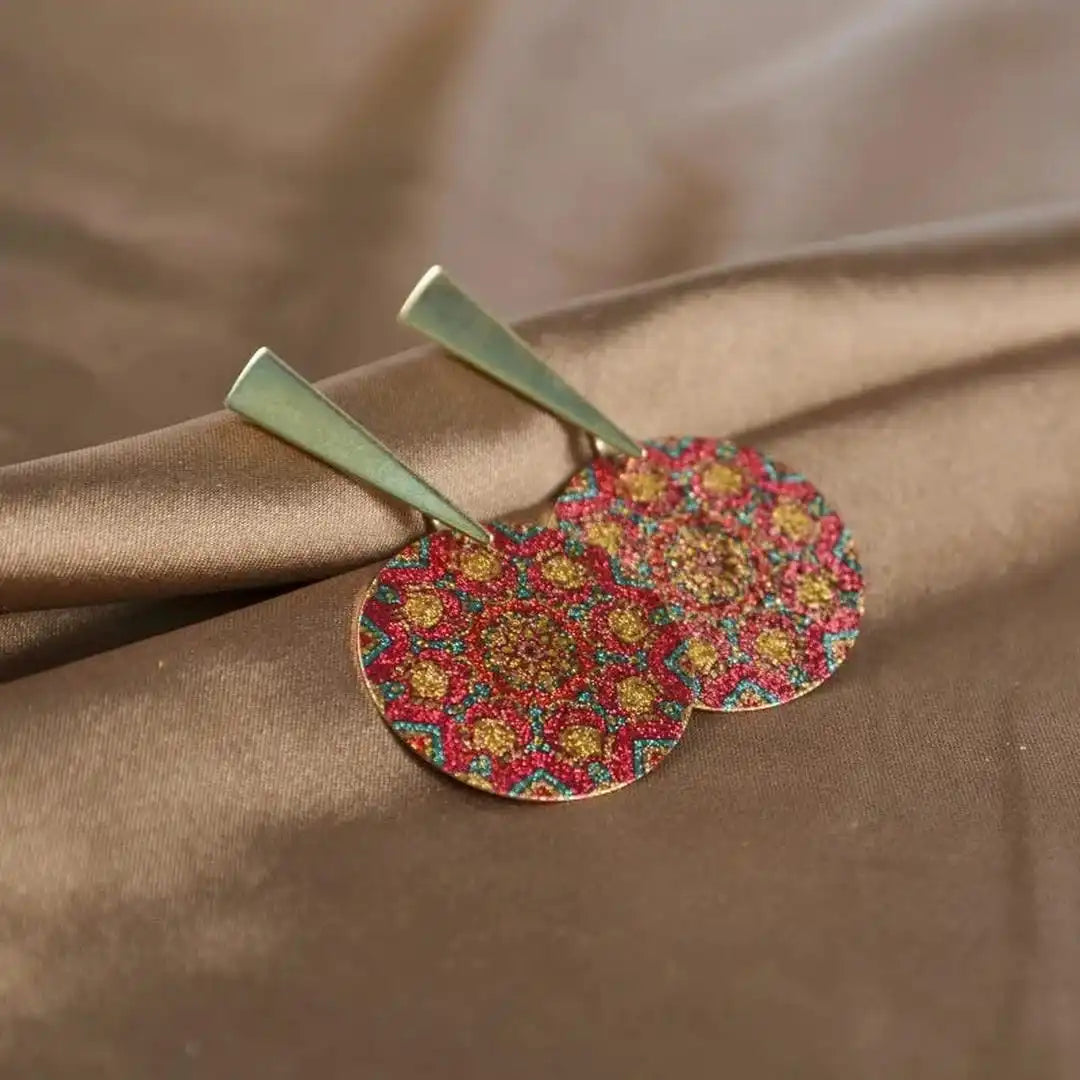 Pendientes bohemios pintados con strass – imagen 5