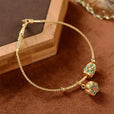 Pulsera loto de turquesa en oro antiguo – imagen 4
