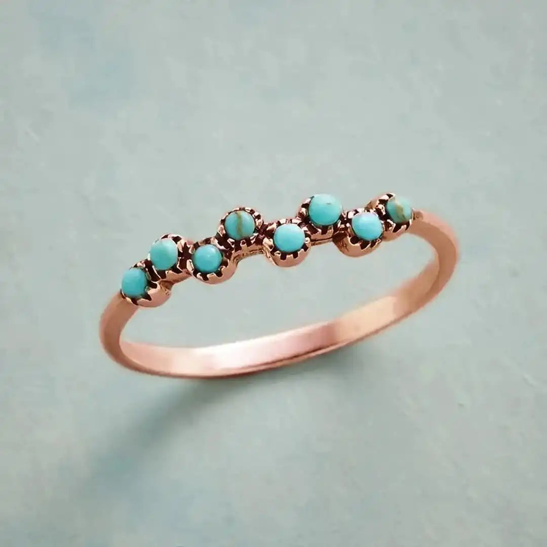 Anillo de turquesa atemporal con cuentas – imagen 3