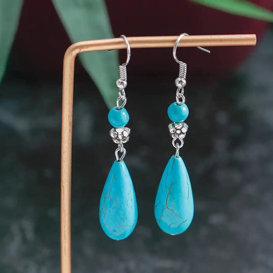 Pendientes largos de flor en plata Aihua