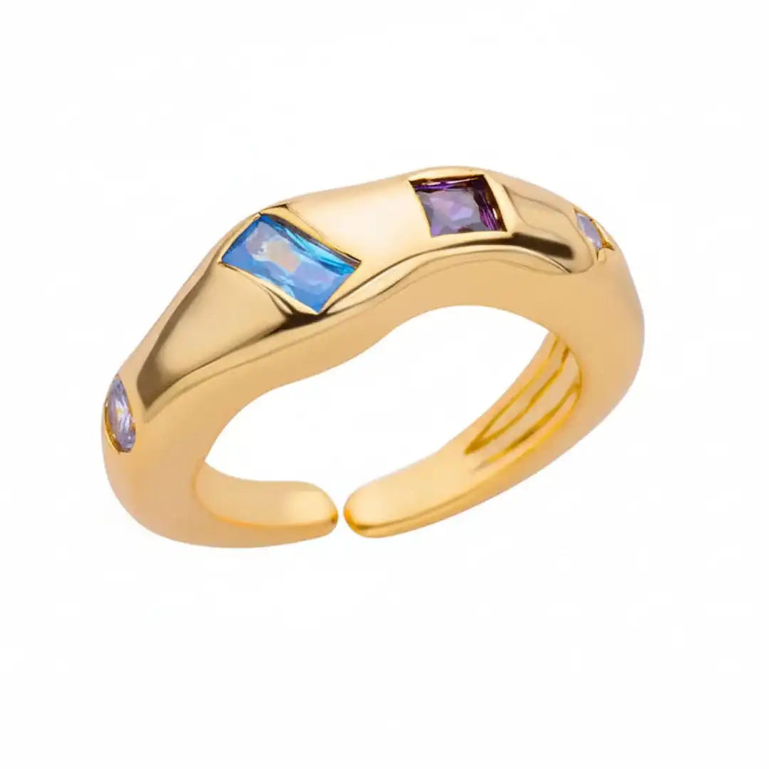 Anillos cósmicos de piedras preciosas con aro grueso – imagen 6