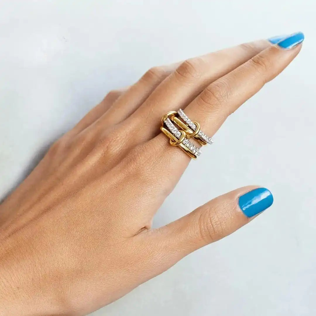 Set de anillos entrelazados de circonita – imagen 2