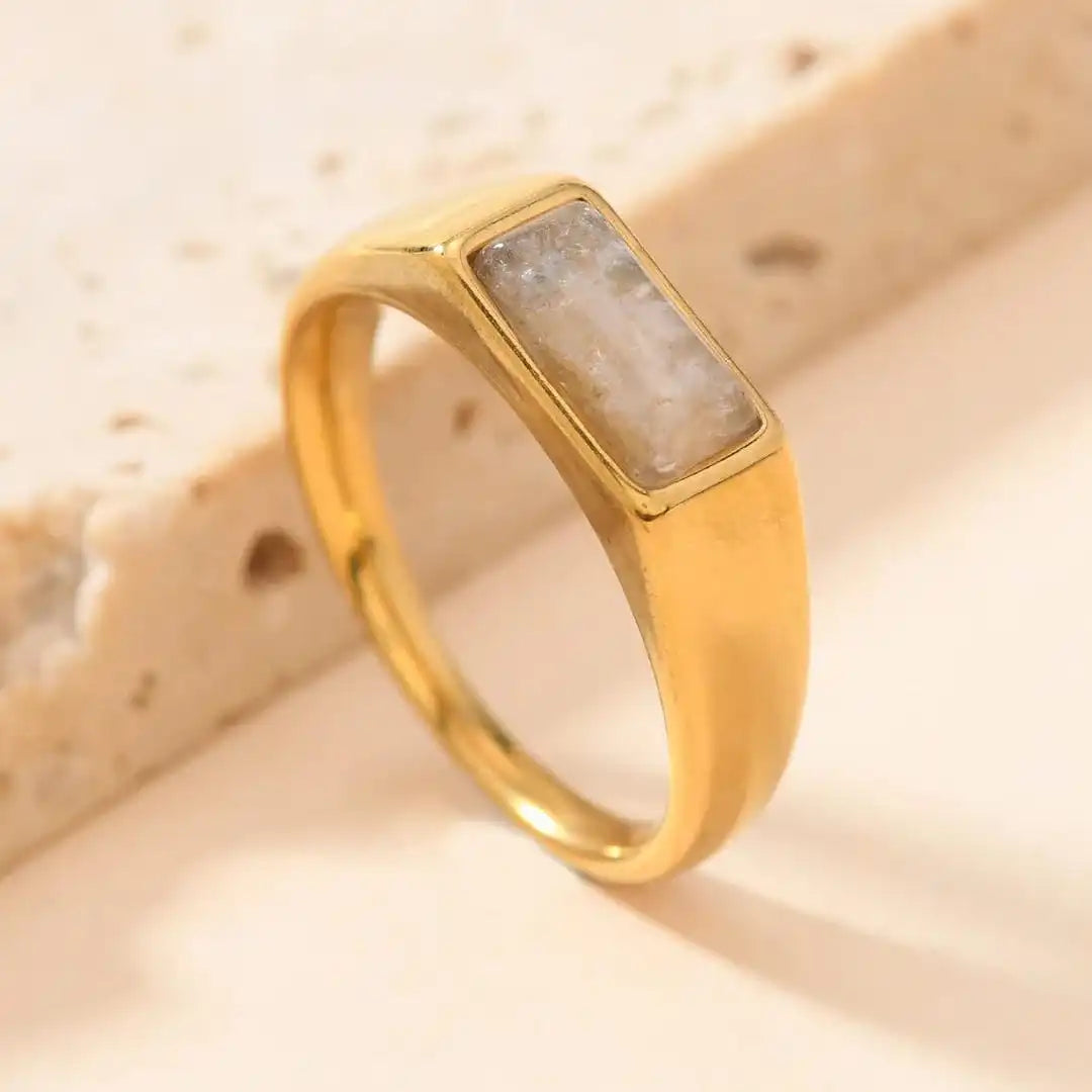 Anillos de oro elegantes con piedra preciosa rectangular – imagen 8
