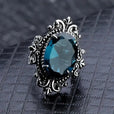 Anillo vintage de plata con circonita azul ovalada – imagen 2