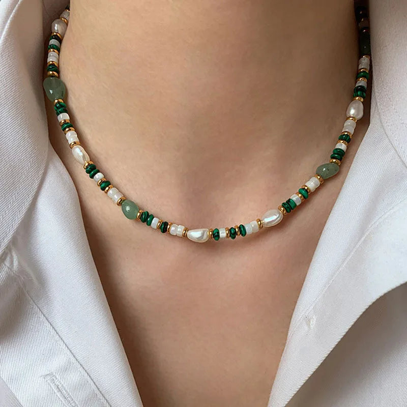Collar prestigioso de perlas y jade dorado – imagen 2