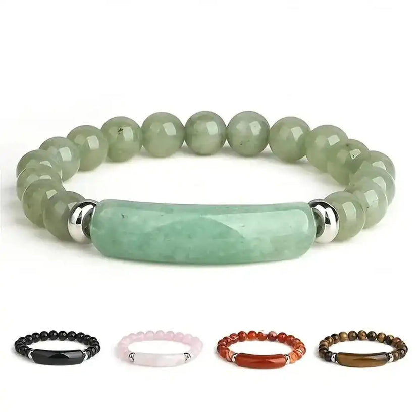 Pulsera elástica de cuentas con barra de piedras preciosas