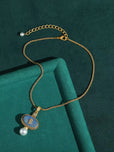 Conjunto de collar y pendientes camafeo de lapislázuli antiguo – imagen 2