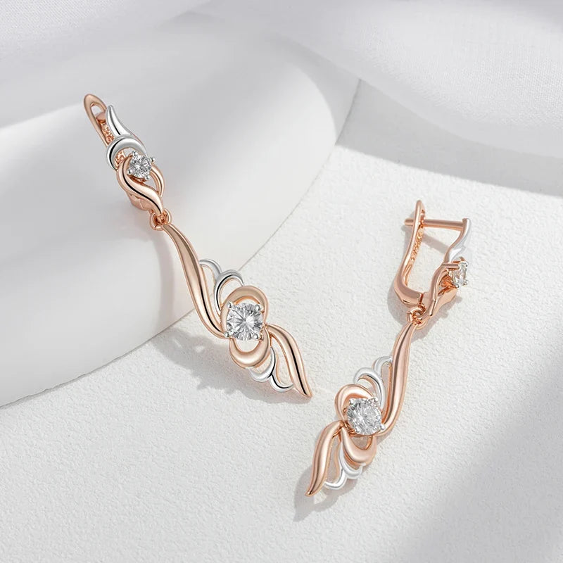 Pendientes colgantes florales de circonita – imagen 2