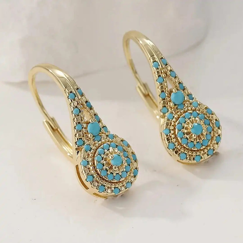 Pendientes elegantes de turquesa mandala