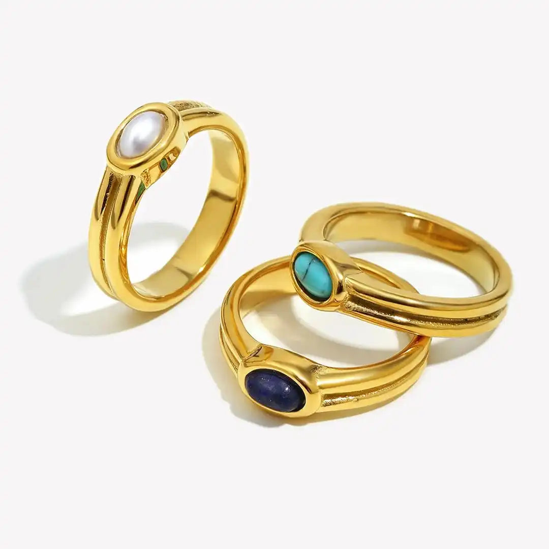 Anillo vintage de oro con piedra natural – imagen 7