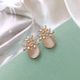 Pendientes florales de ópalo con perla colgante – imagen 2
