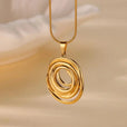 Collar geométrico oval hueco en oro y plata