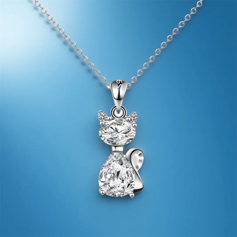Collar felino de plata de ley con circonitas