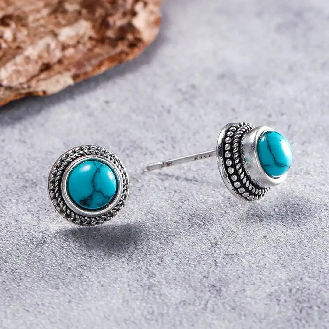 Pendientes bohemios vintage de turquesa de imitación – imagen 4